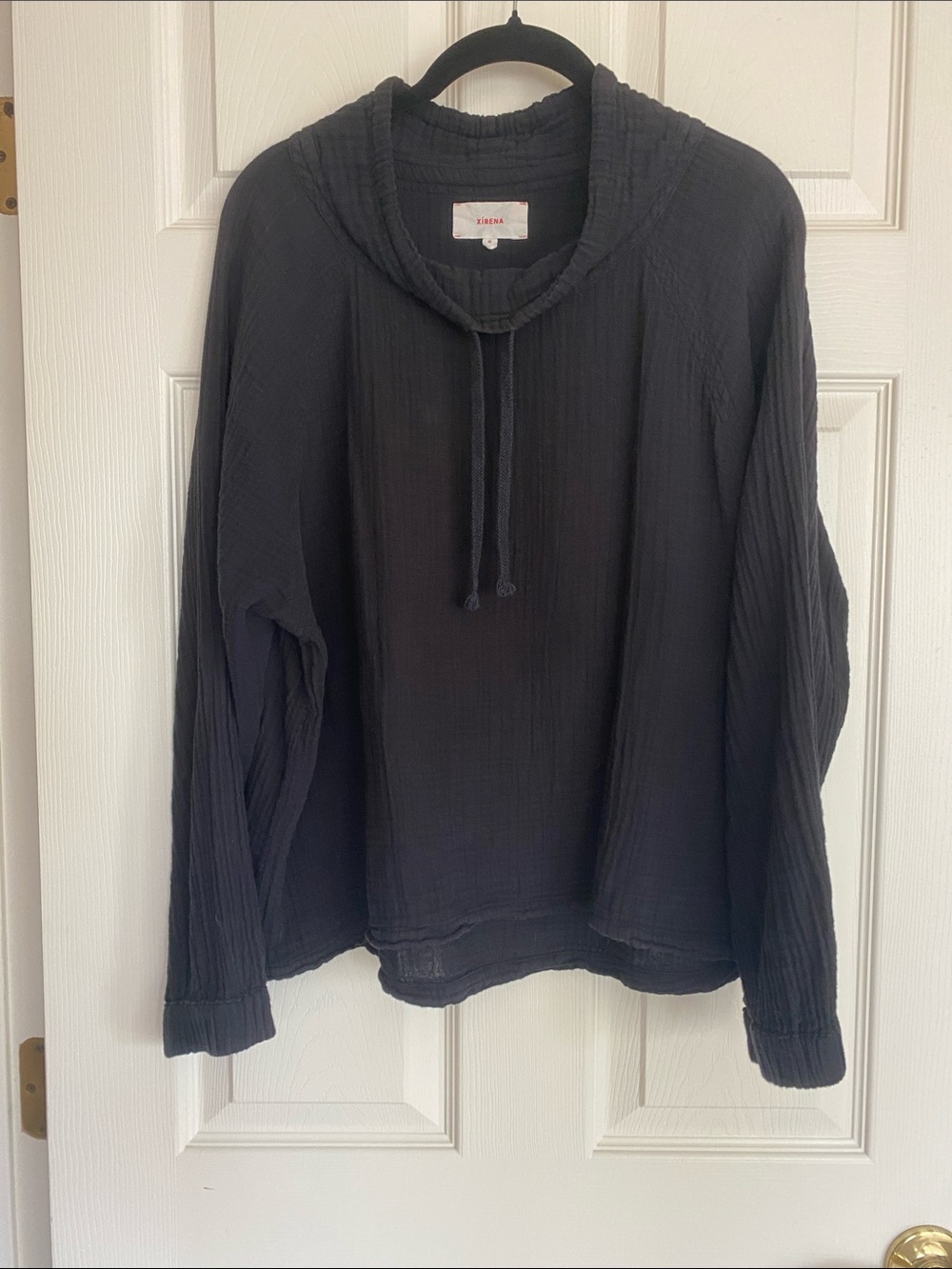Xirena Black Gauze long sleeve top